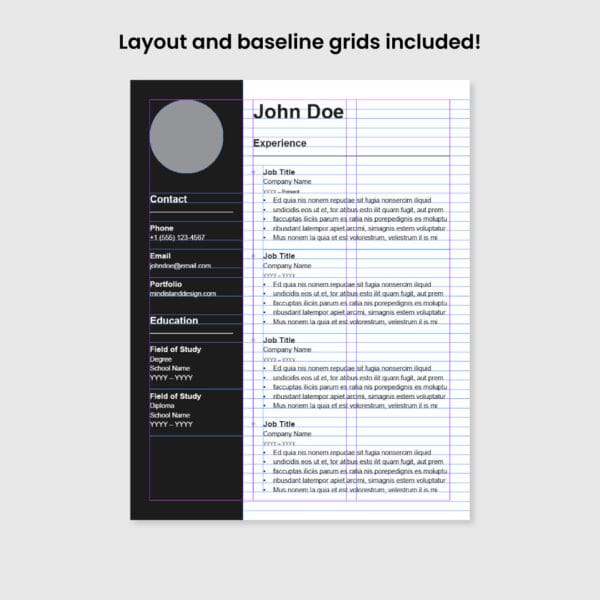 Creative Resume Template for InDesign Guides