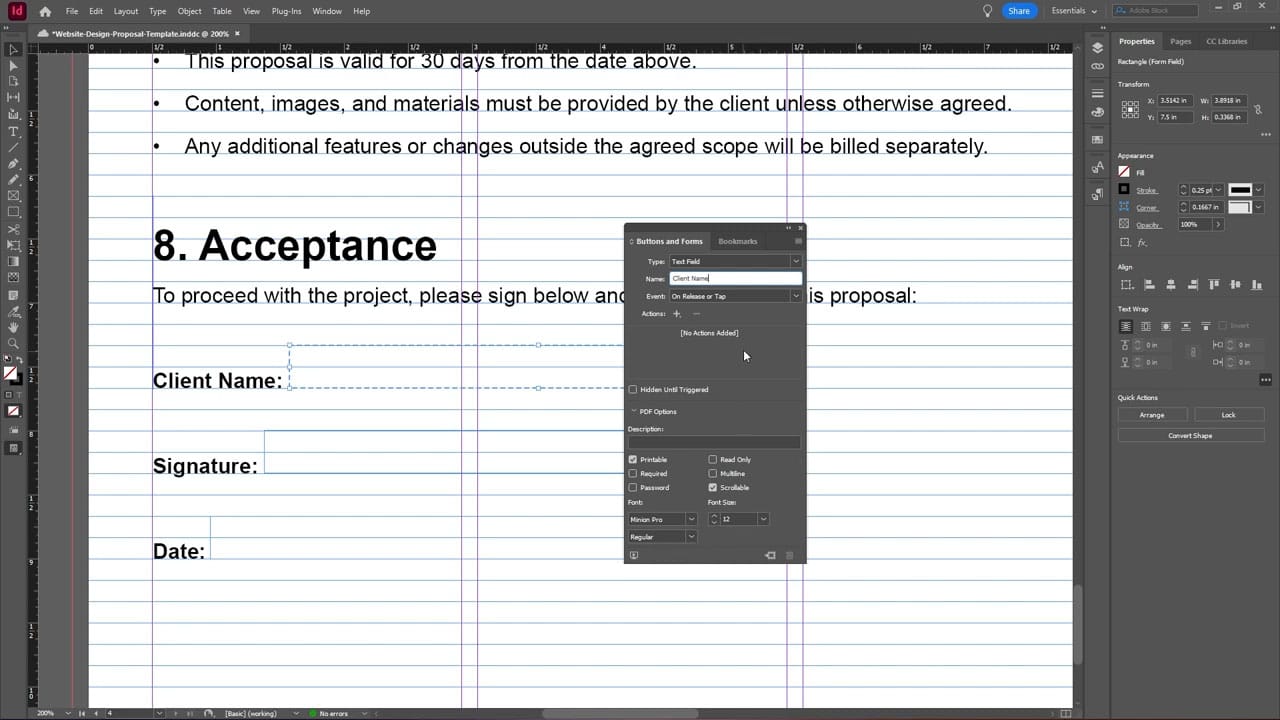How to Move Signature Lines With Text in InDesign